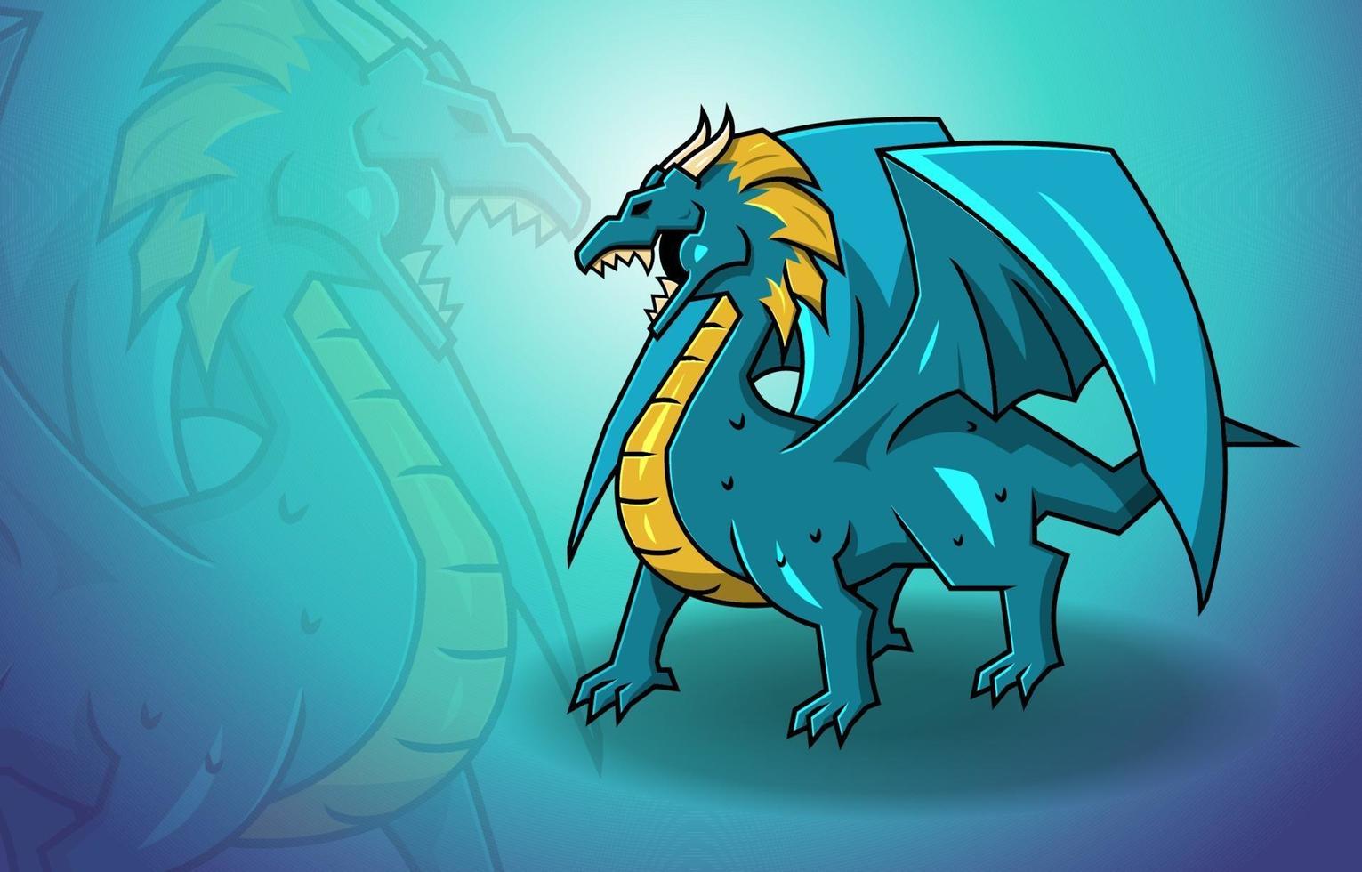 dragón azul alas fantasía mitología monstruo leyenda criatura vector
