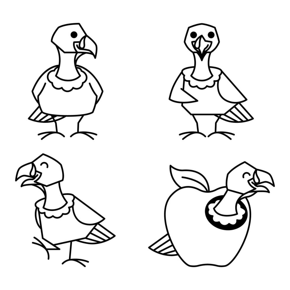 Turkey Bird Female Autumn Fall Thanksgiving Character Cartoon Line Art vector