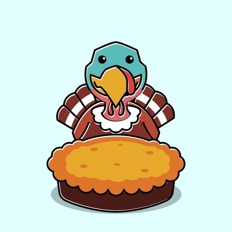 sonriente pavo pájaro gallo pastel de acción de gracias cartoon character vector