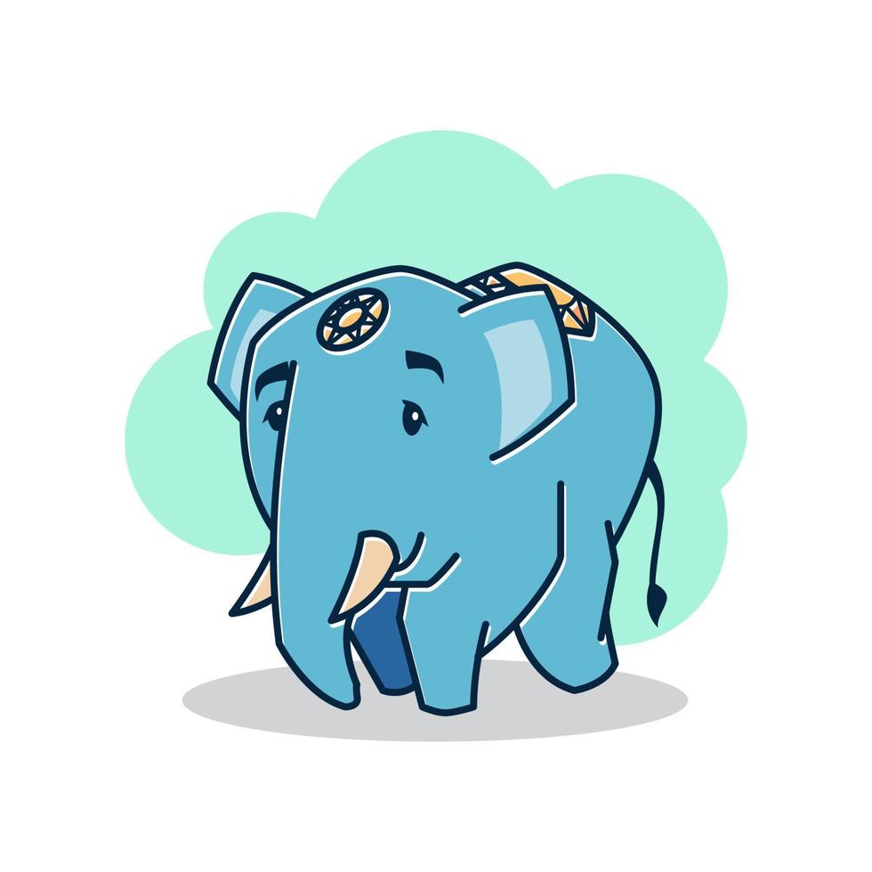 Big Friendly Elephant Walking Running Zoo Cartoon Character vector