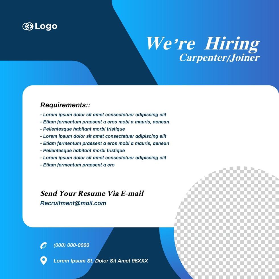 Recruitment advertising template. Recruitment Poster, social media vector