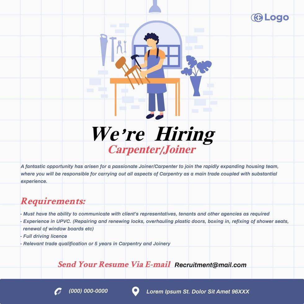 Recruitment advertising template. Recruitment Poster, social media vector