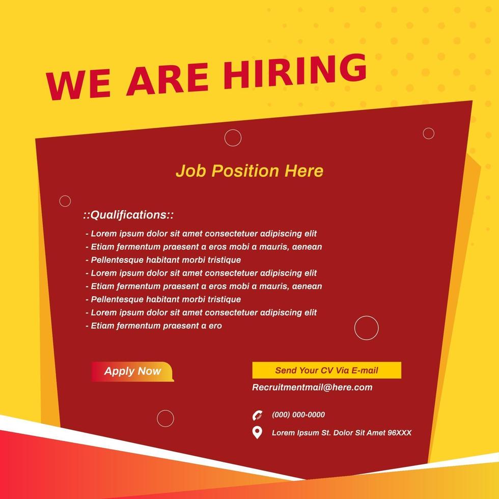 Recruitment advertising template. Recruitment Poster, social media vector