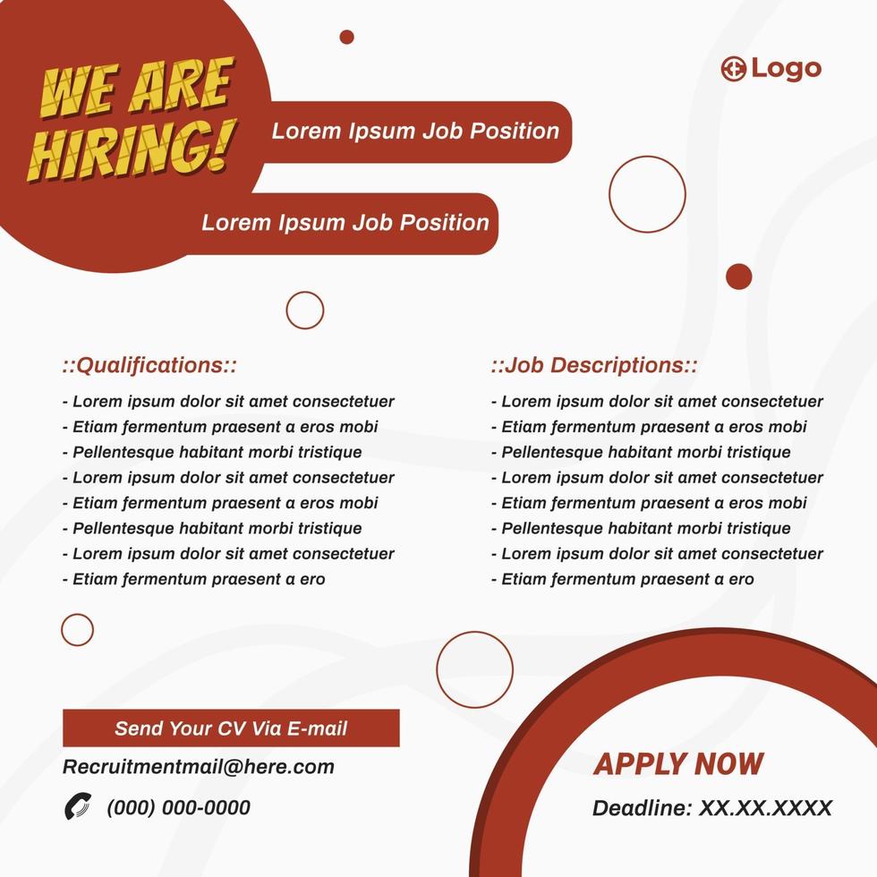 Recruitment advertising template. Recruitment Poster, social media vector