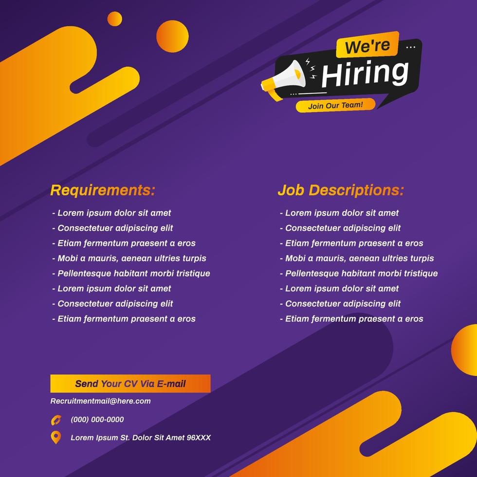 Recruitment advertising template. Recruitment Poster, social media vector