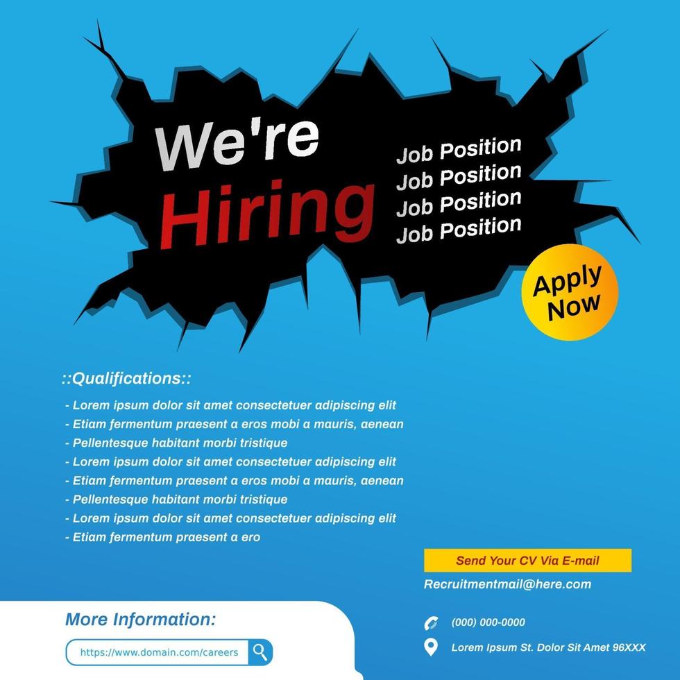 Recruitment advertising template. Recruitment Poster, social media vector