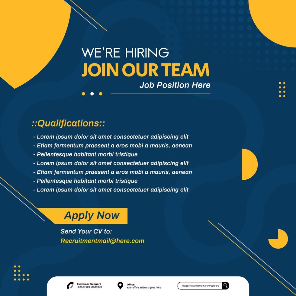 Recruitment advertising template. Recruitment Poster, social media vector
