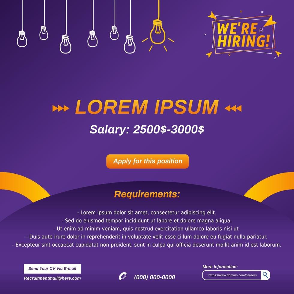 Recruitment advertising template. Recruitment Poster, social media vector