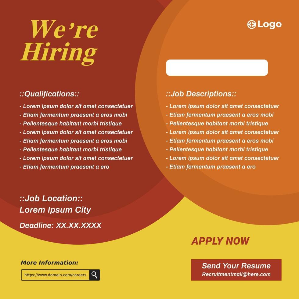 Recruitment advertising template. Recruitment Poster, social media vector