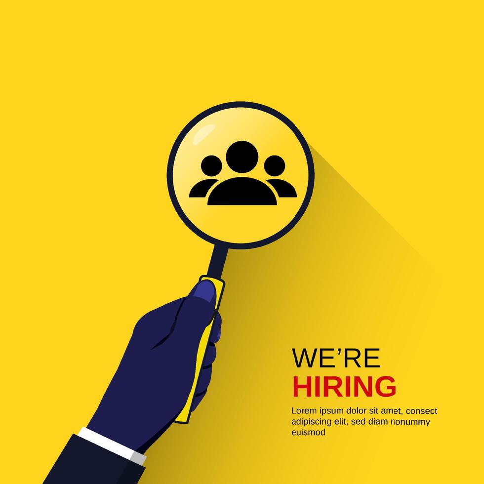 We're hiring concept, business recruiting illustration vector