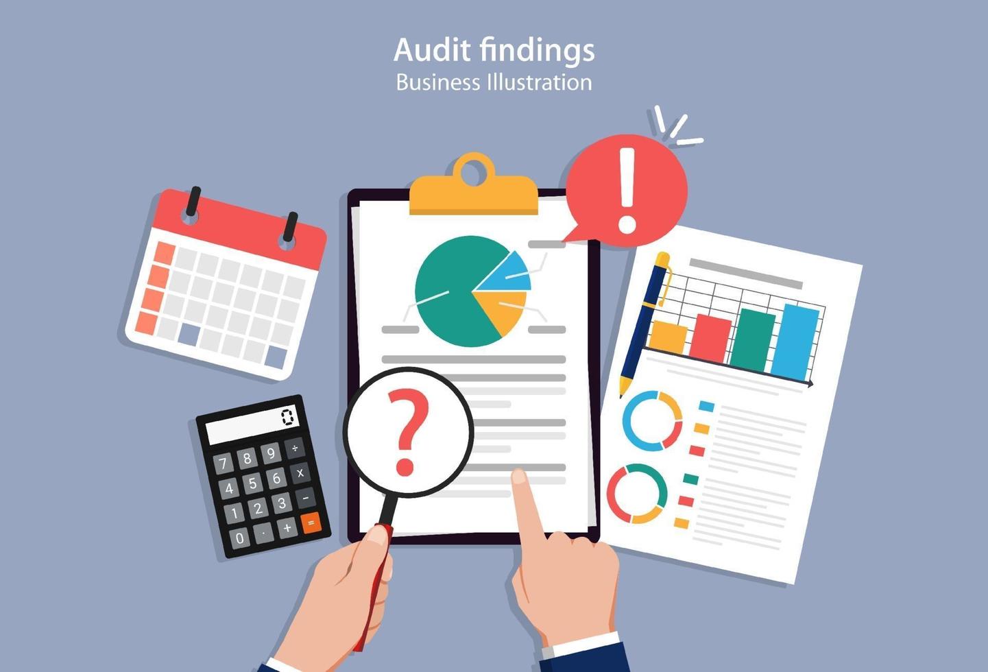 Audit findings, Auditor get findings during auditing activities vector