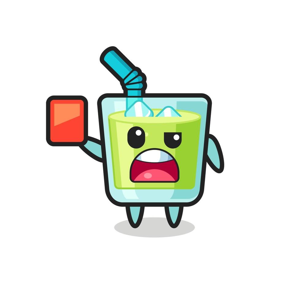 melon juice cute mascot as referee giving a red card vector