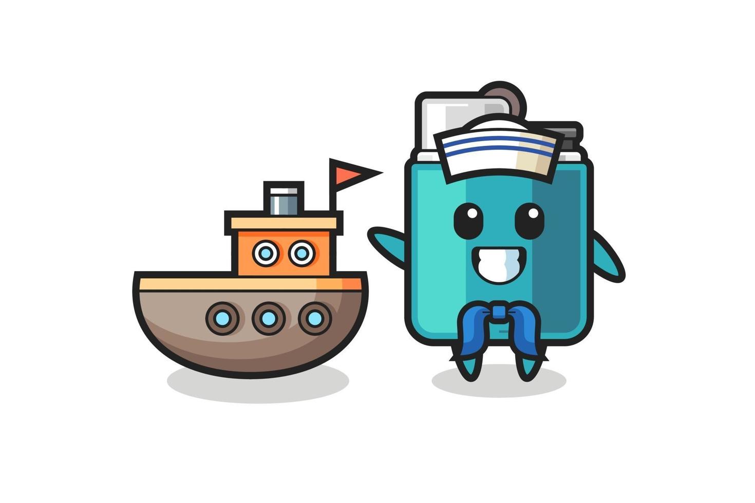 Character mascot of lighter as a sailor man vector