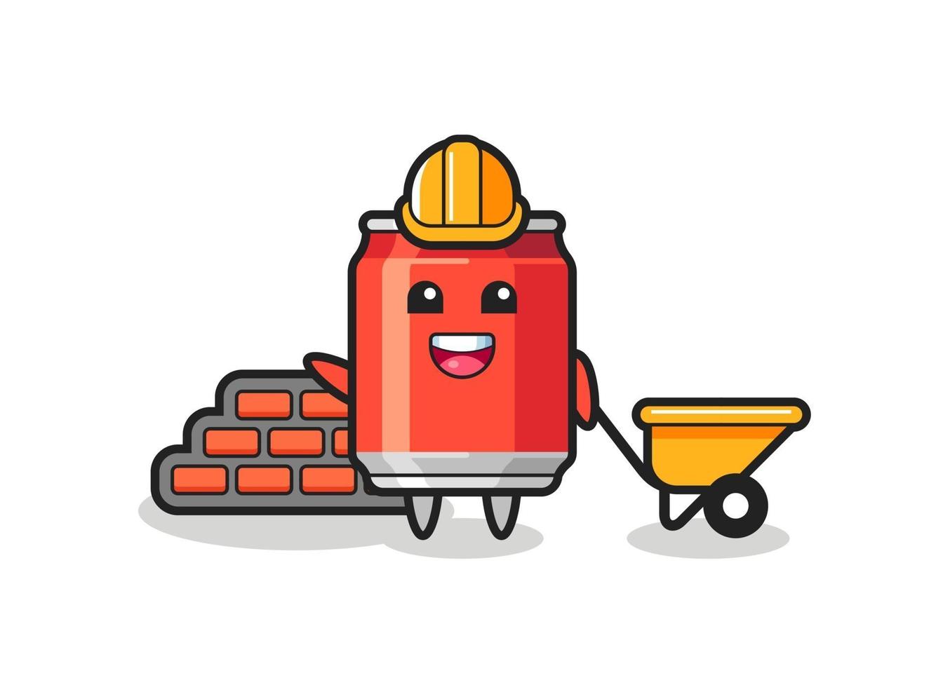 Cartoon character of drink can as a builder vector