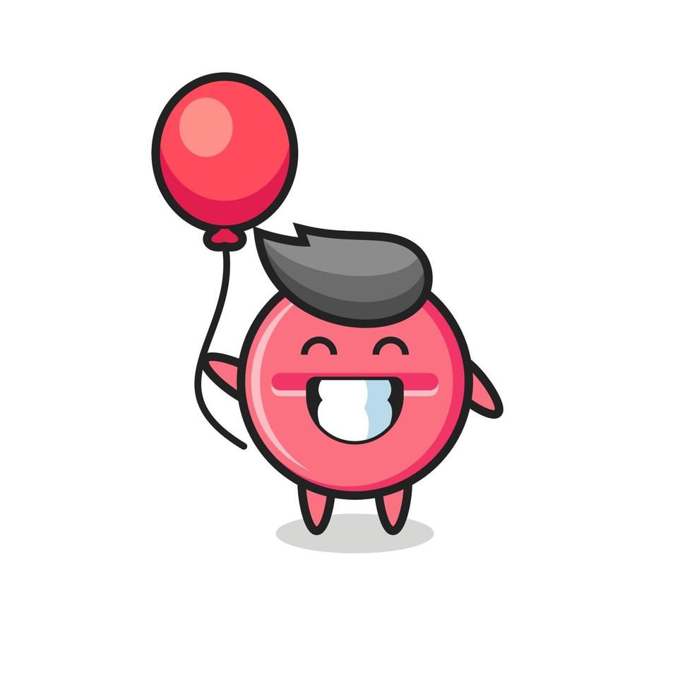 medicine tablet mascot illustration is playing balloon vector