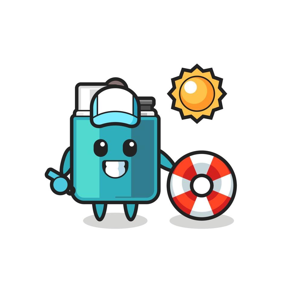 Cartoon mascot of lighter as a beach guard vector