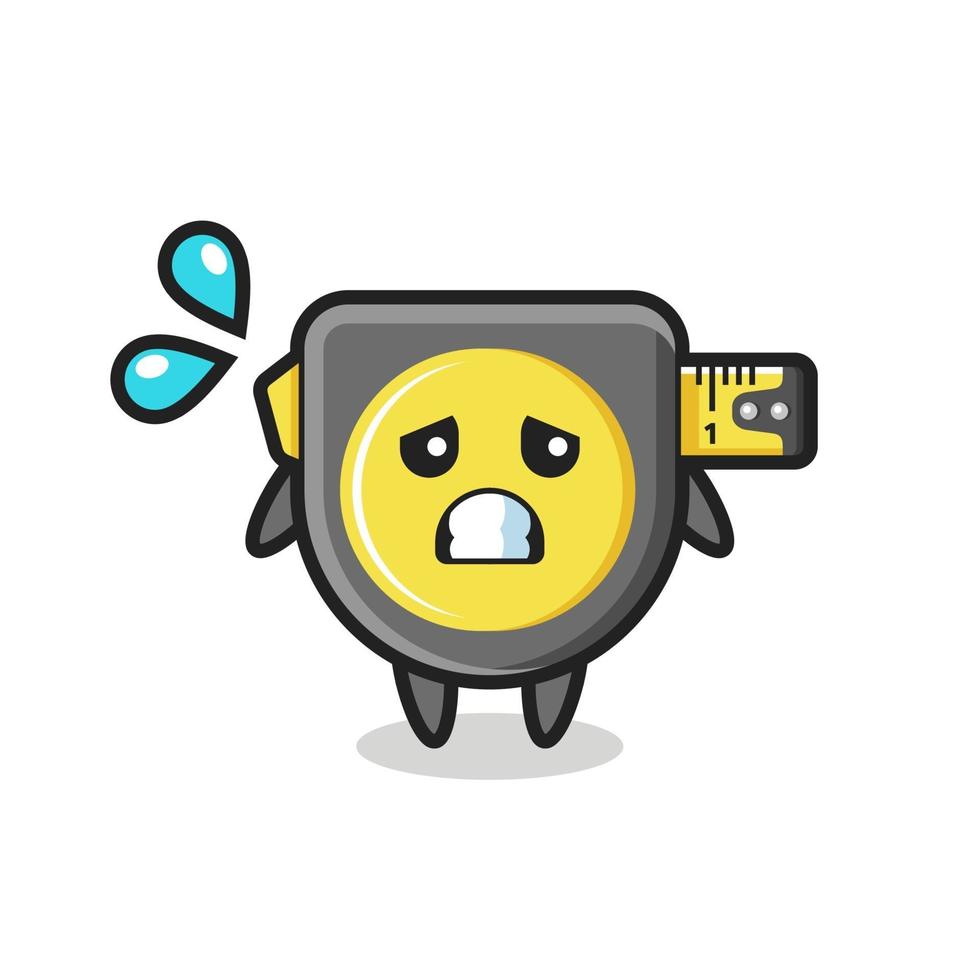 tape measure mascot character with afraid gesture vector