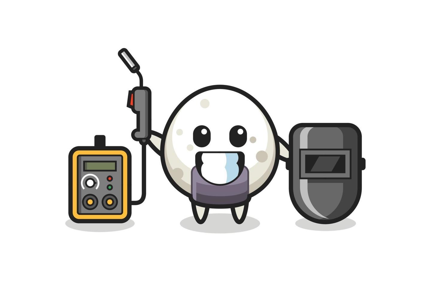 Character mascot of onigiri as a welder vector