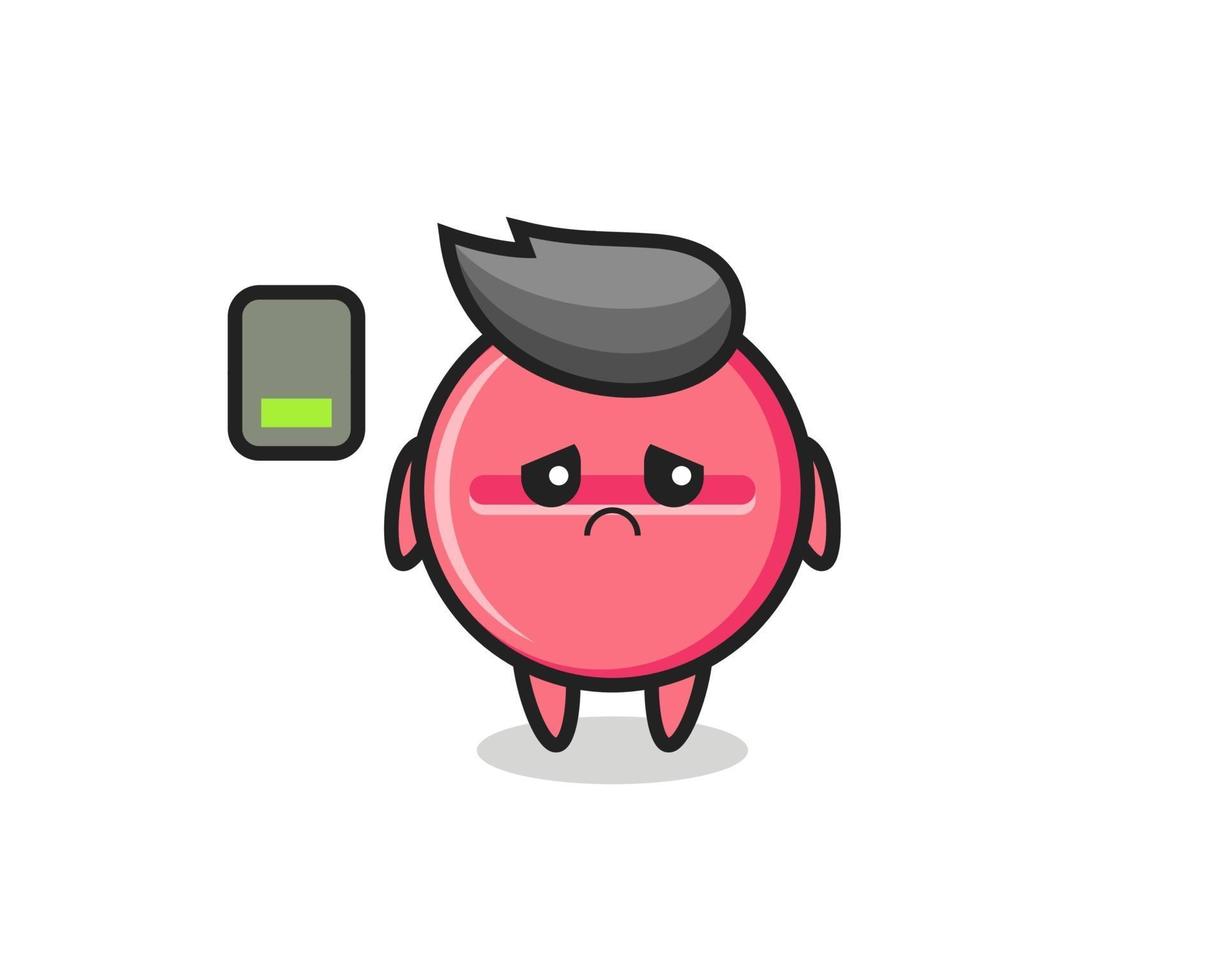 medicine tablet mascot character doing a tired gesture vector