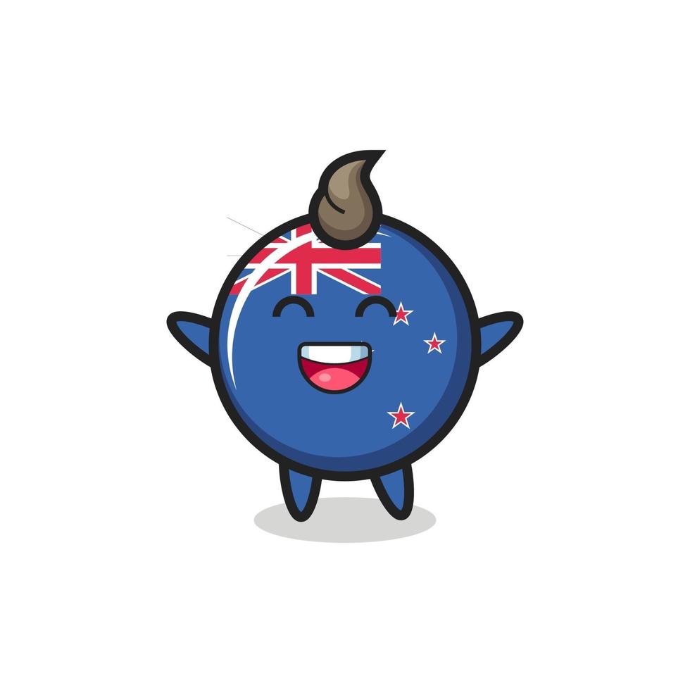 happy baby new zealand flag badge cartoon character vector