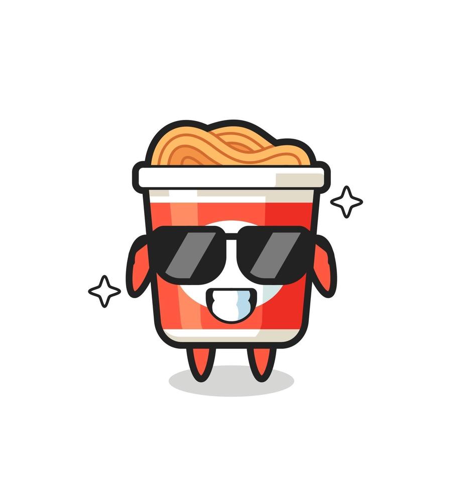 Cartoon mascot of instant noodle with cool gesture vector