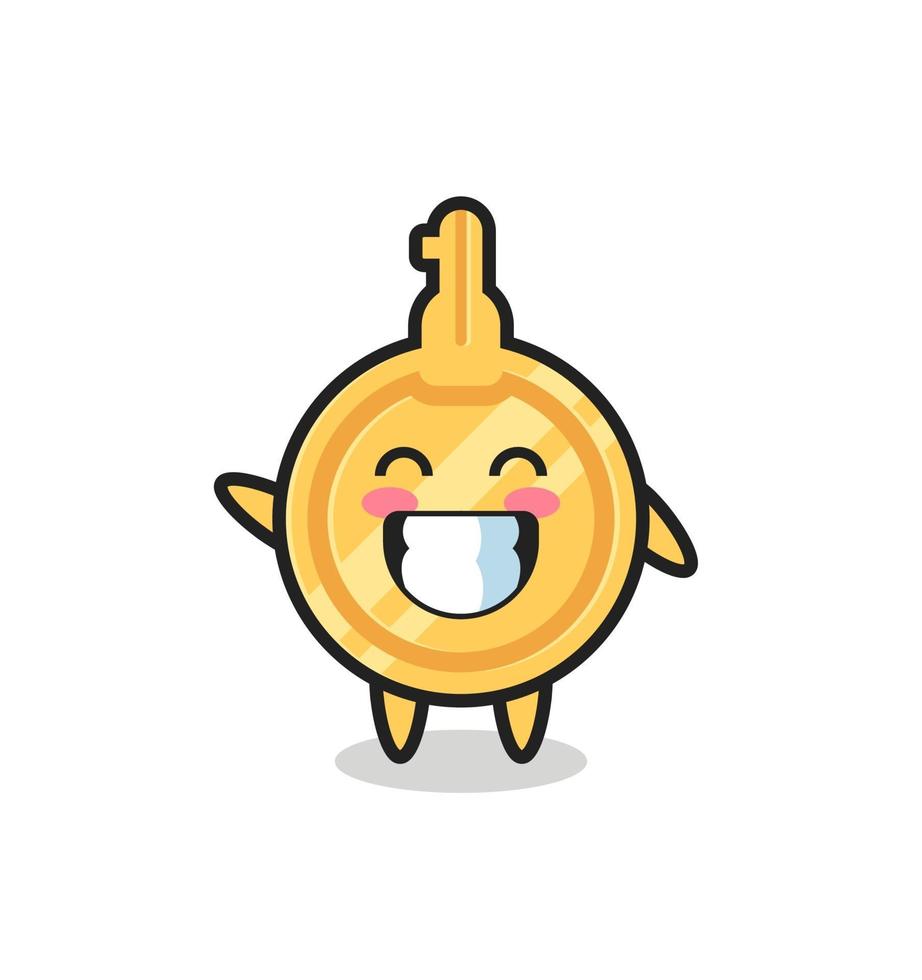 key cartoon character doing wave hand gesture vector
