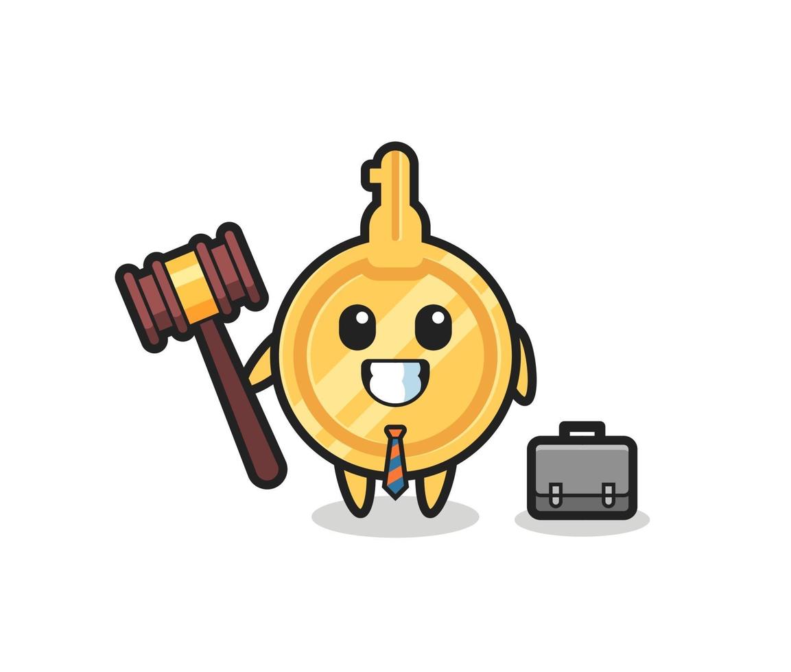 Ilustración de la mascota clave como abogado. vector