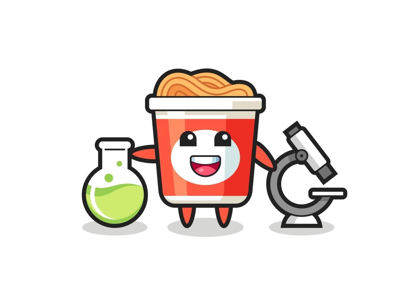 Mascot character of instant noodle as a scientist vector