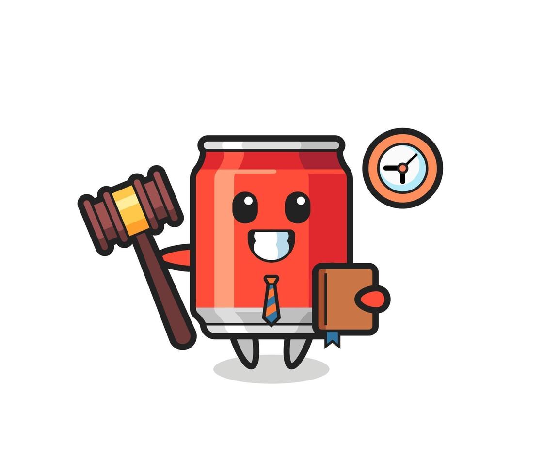 Mascot cartoon of drink can as a judge vector