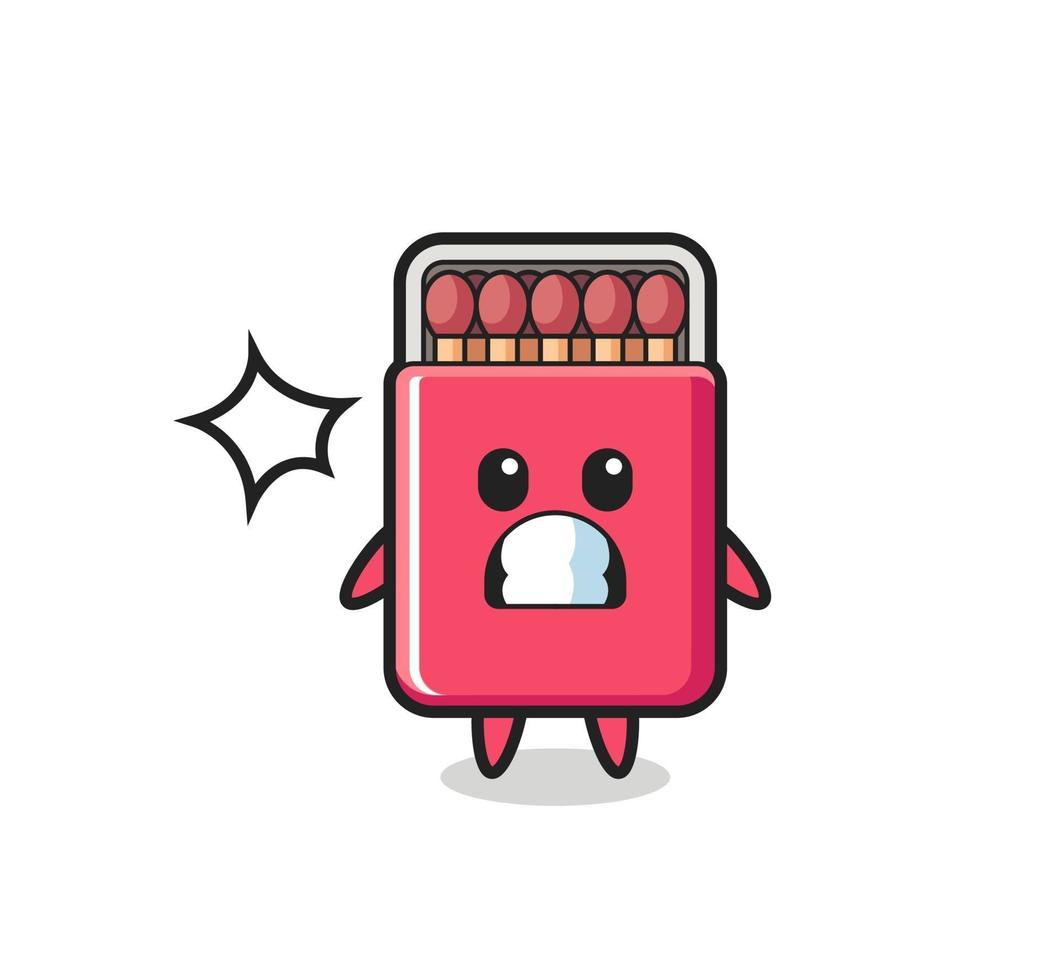 matches box character cartoon with shocked gesture vector