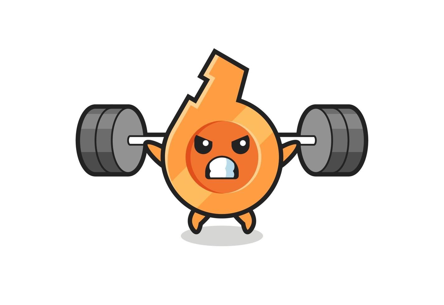 whistle mascot cartoon with a barbell vector