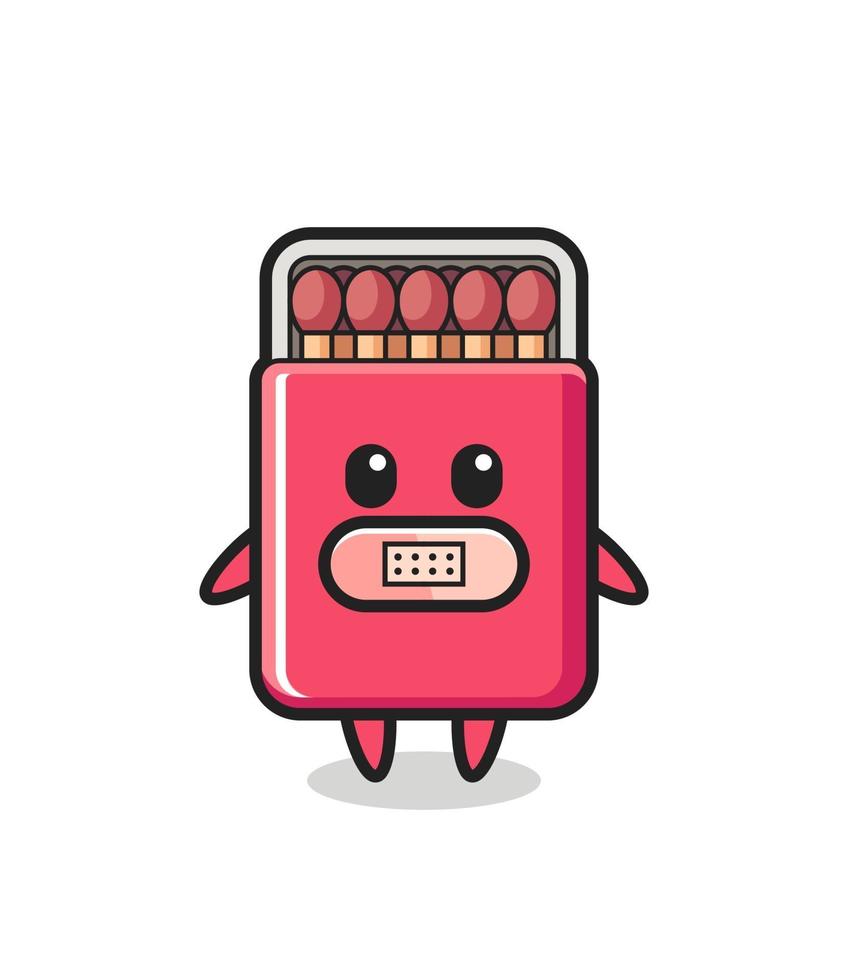 Cartoon Illustration of matches box with tape on mouth vector