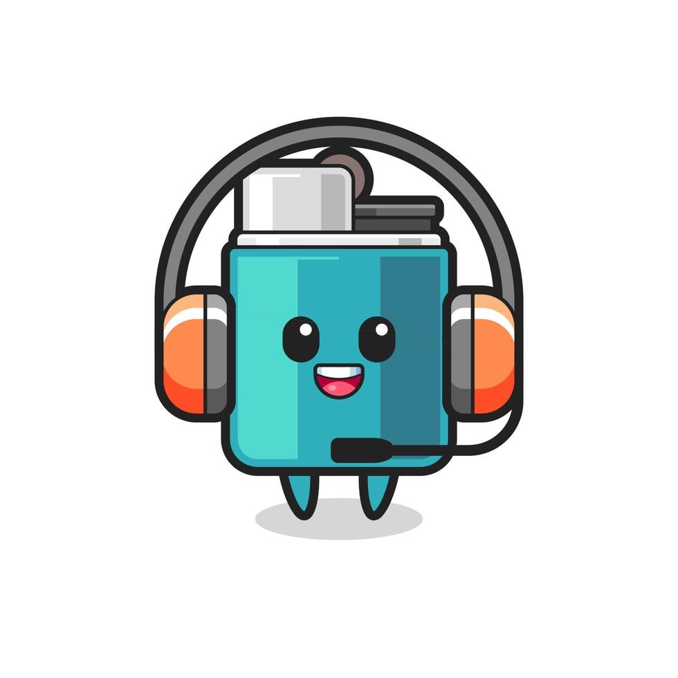 mascota de dibujos animados de encendedor como servicio al cliente vector