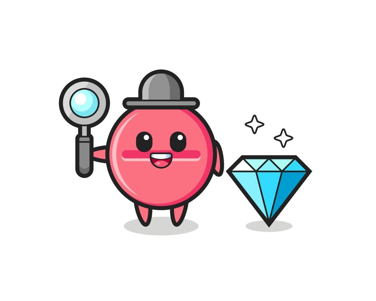 Illustration of medicine tablet character with a diamond vector