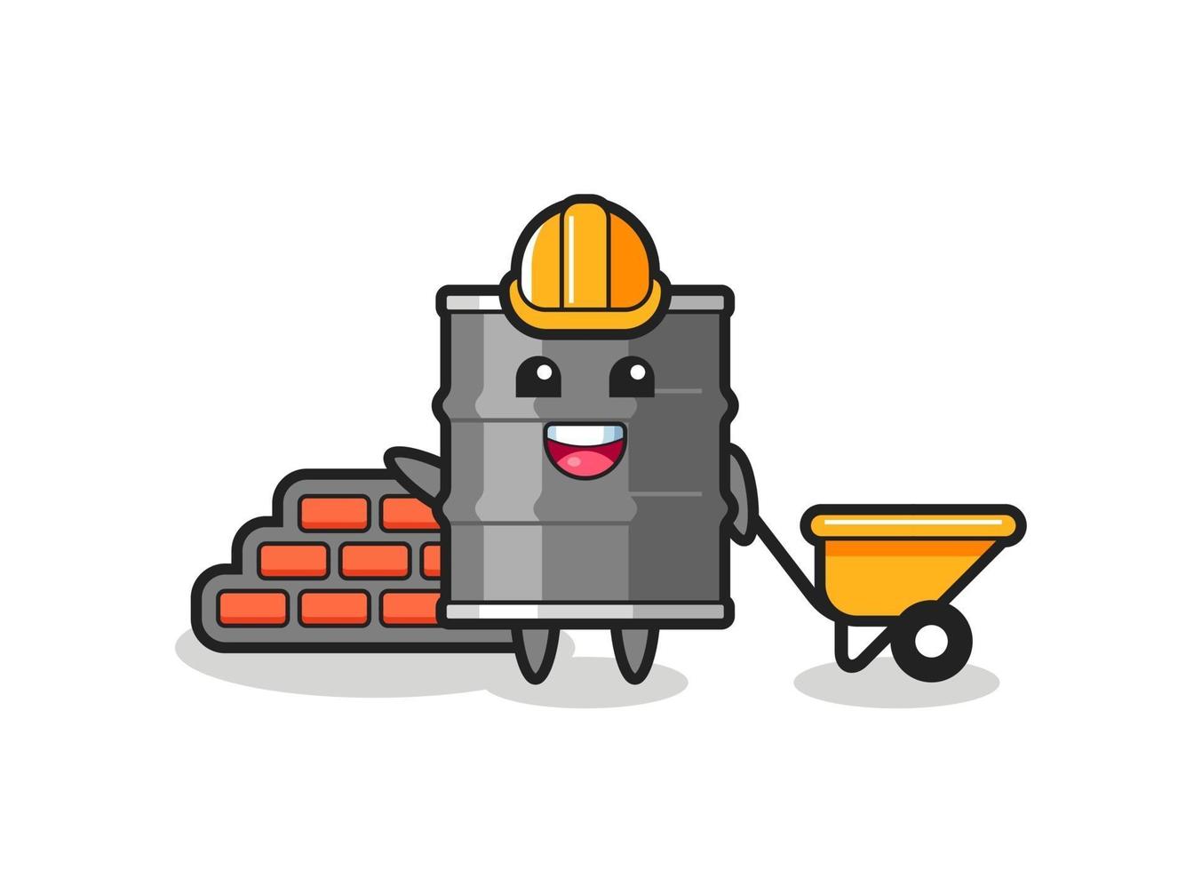Cartoon character of oil drum as a builder vector