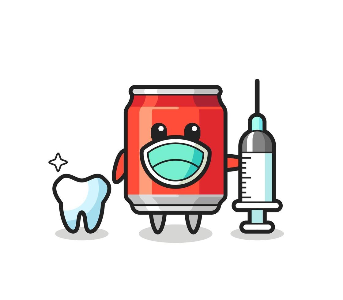 Mascot character of drink can as a dentist vector