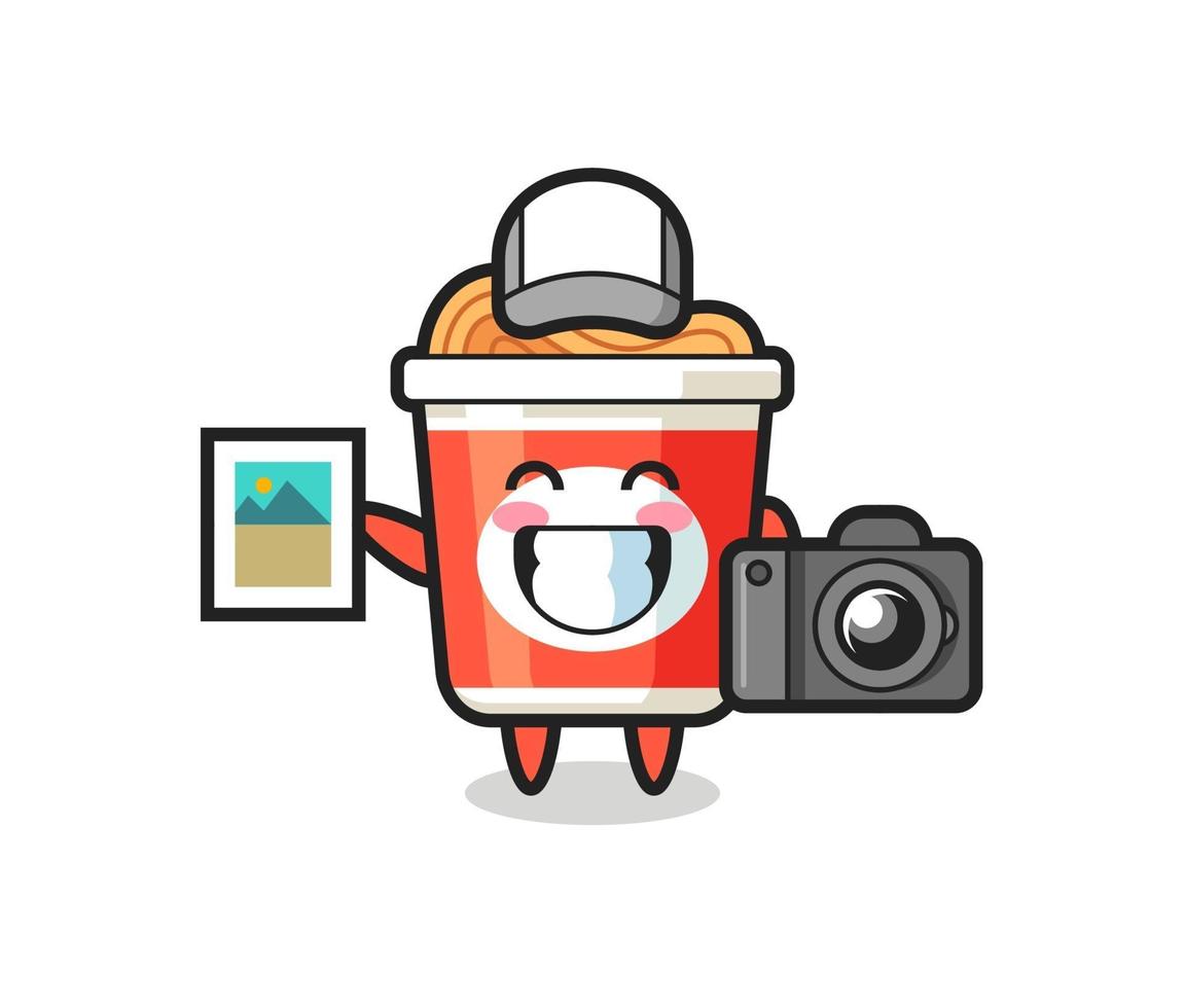 Character Illustration of instant noodle as a photographer vector