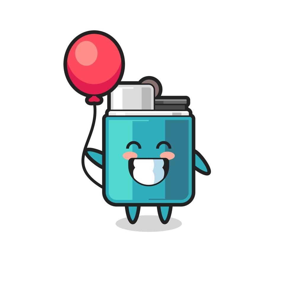 lighter mascot illustration is playing balloon vector