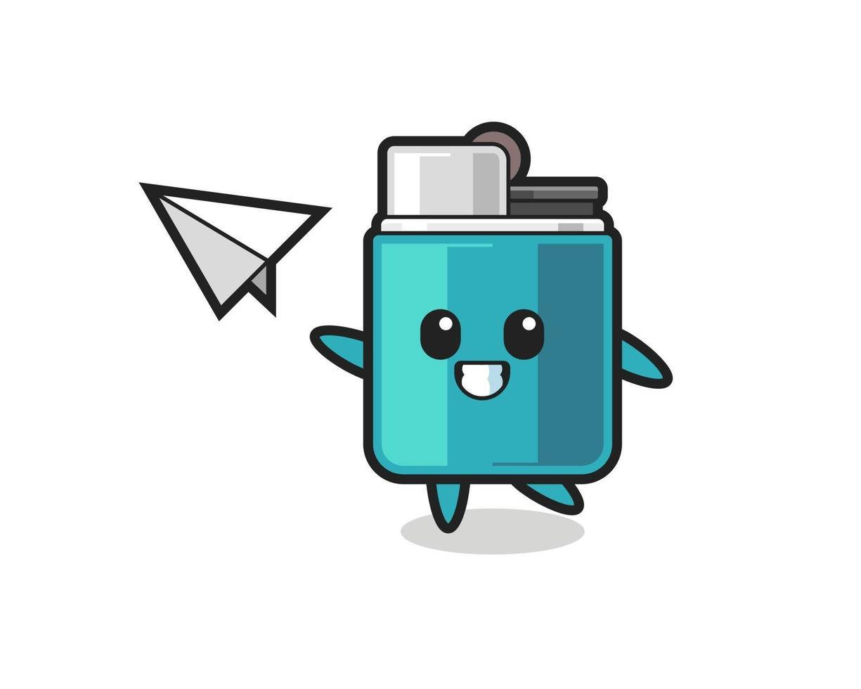 lighter cartoon character throwing paper airplane vector