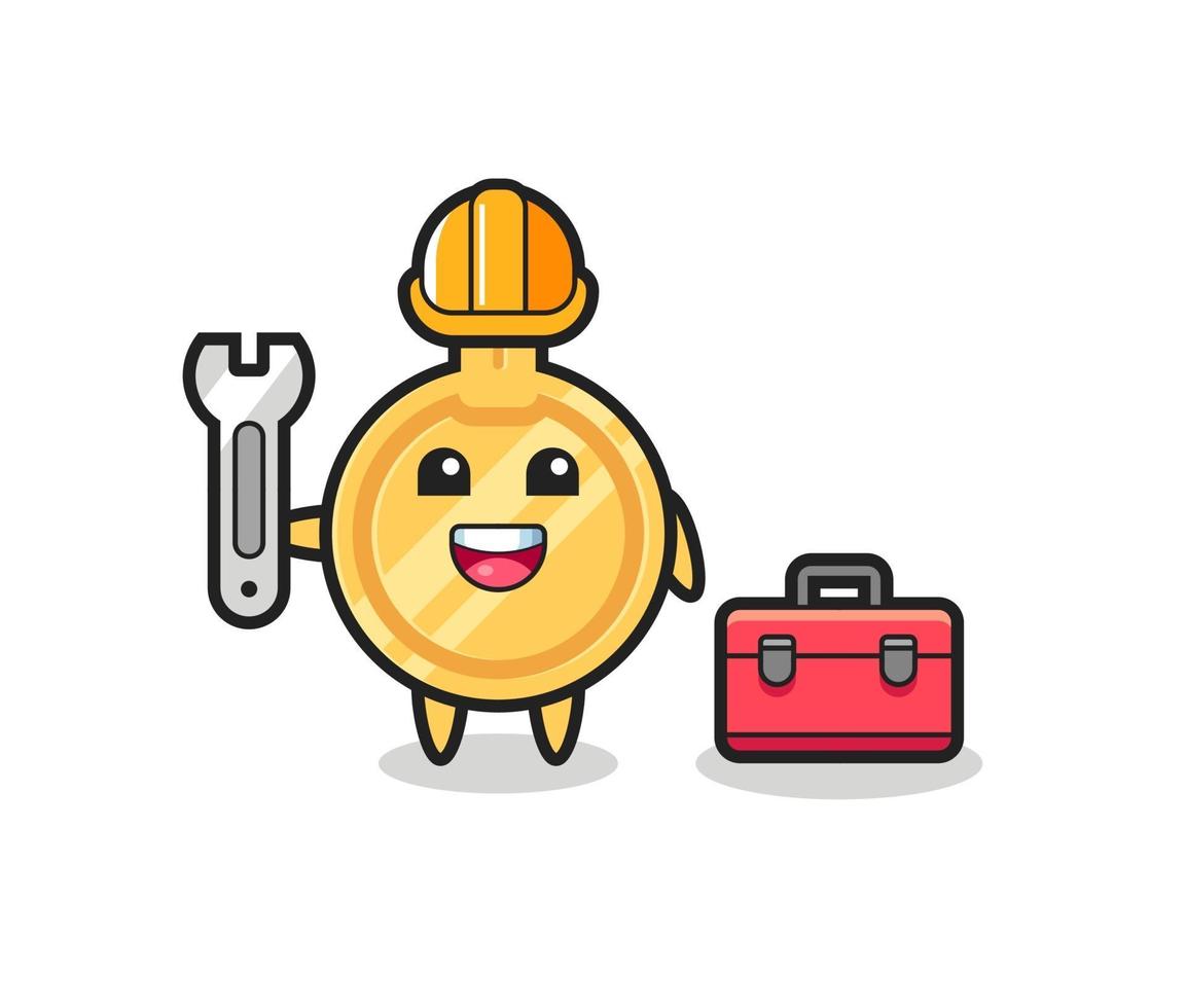 Mascot cartoon of key as a mechanic vector
