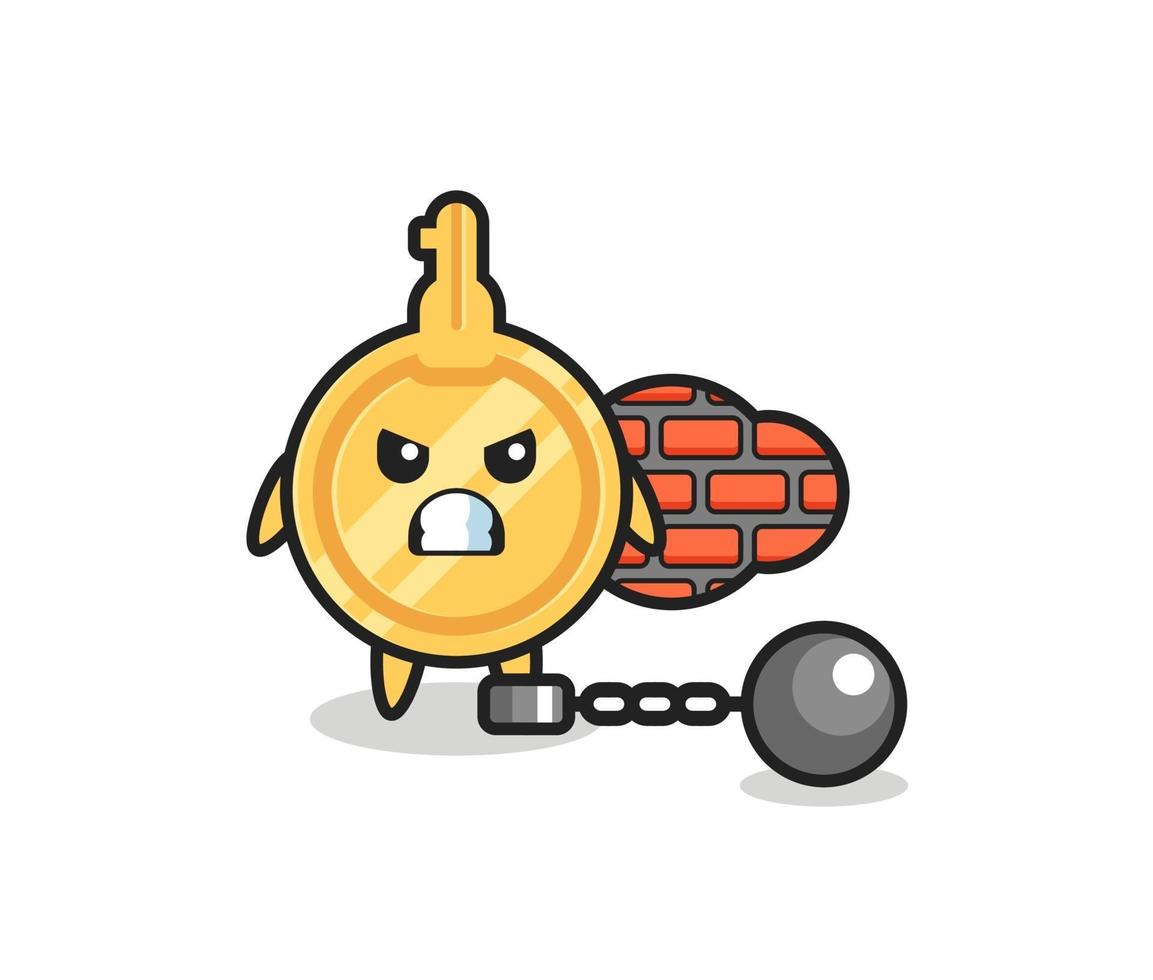 Character mascot of key as a prisoner vector