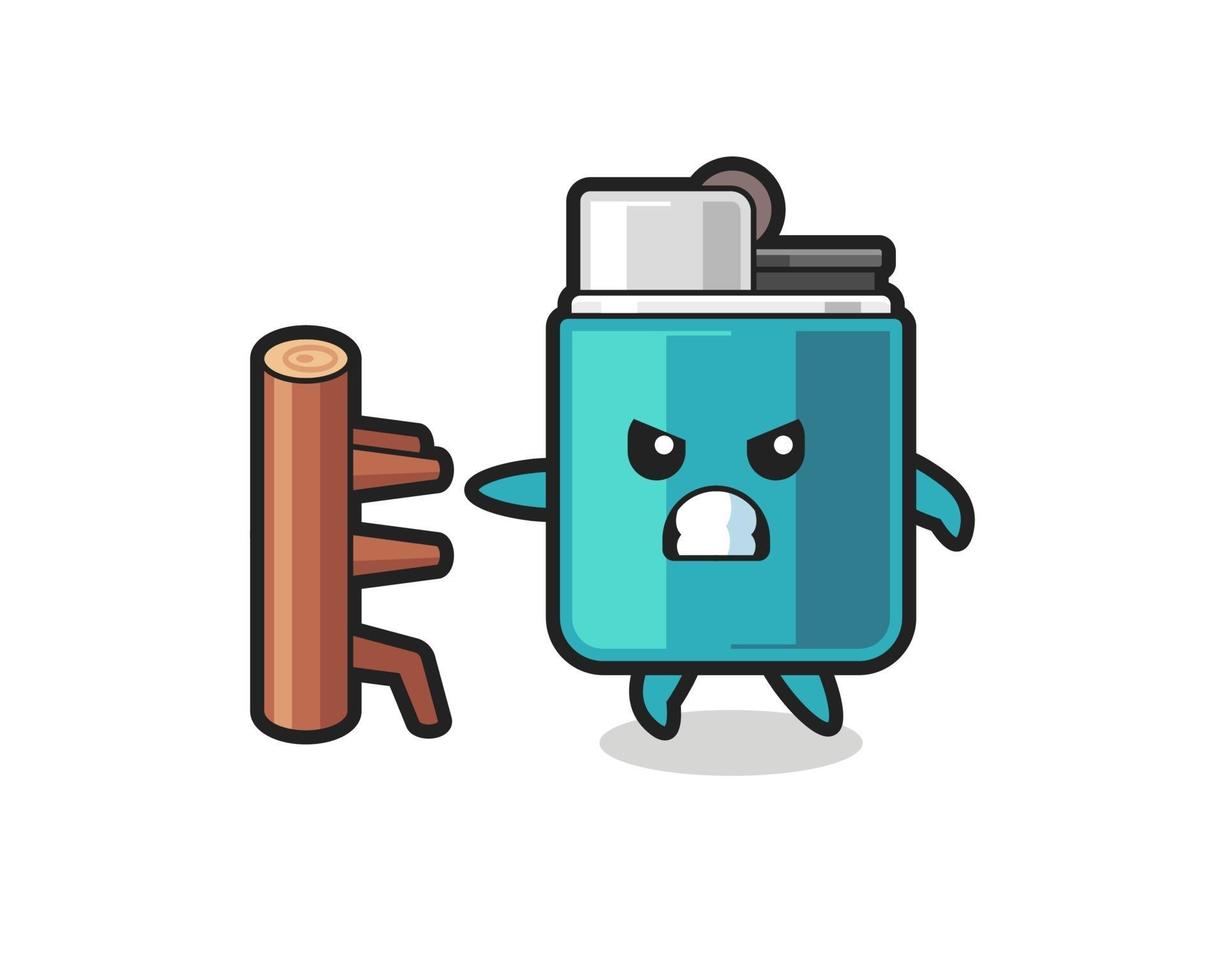 lighter cartoon illustration as a karate fighter vector
