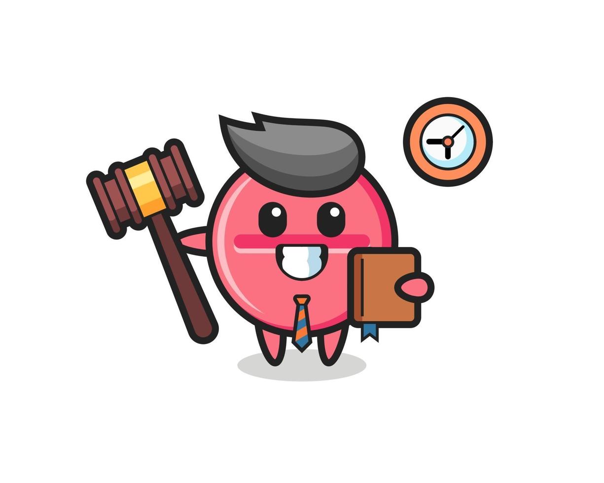 Mascot cartoon of medicine tablet as a judge vector