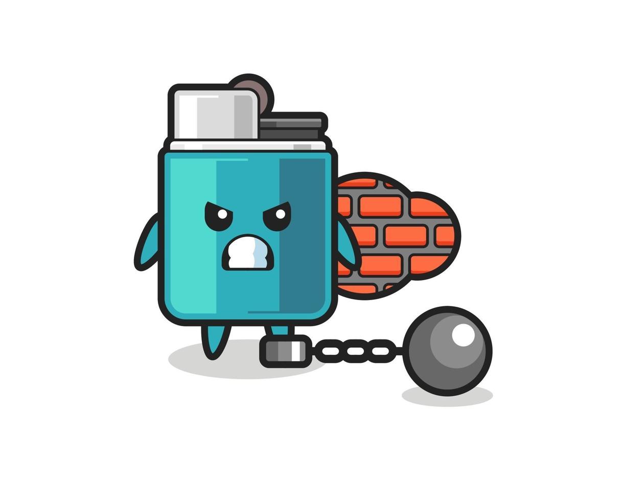 Character mascot of lighter as a prisoner vector