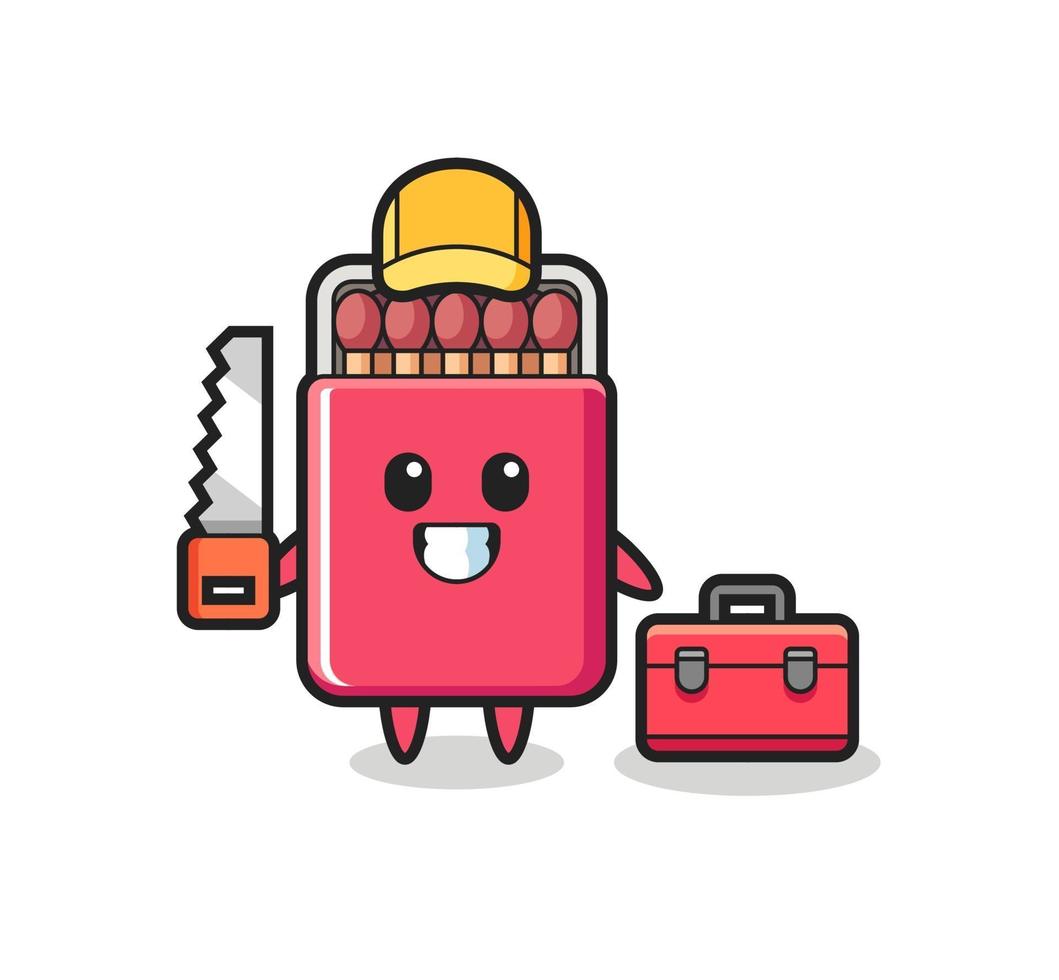 Illustration of matches box character as a woodworker vector