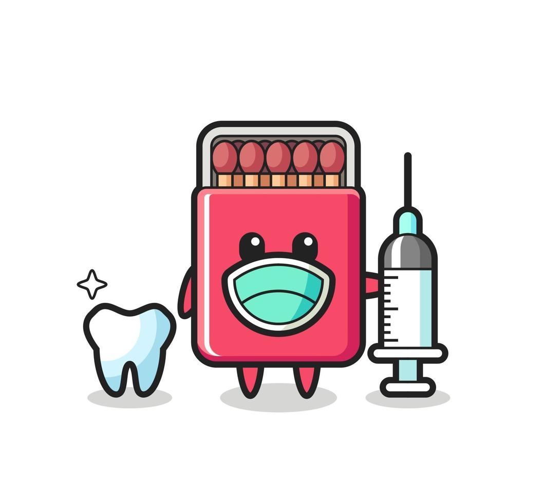 Mascot character of matches box as a dentist vector