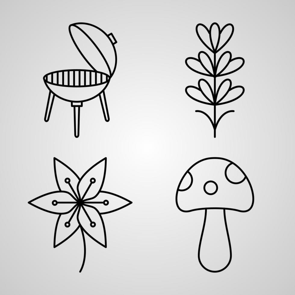 conjunto simple de iconos de línea de vector de primavera