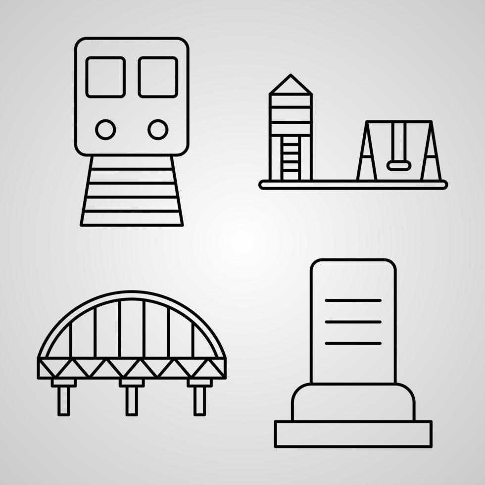 Collection of City Symbols in Outline Style vector