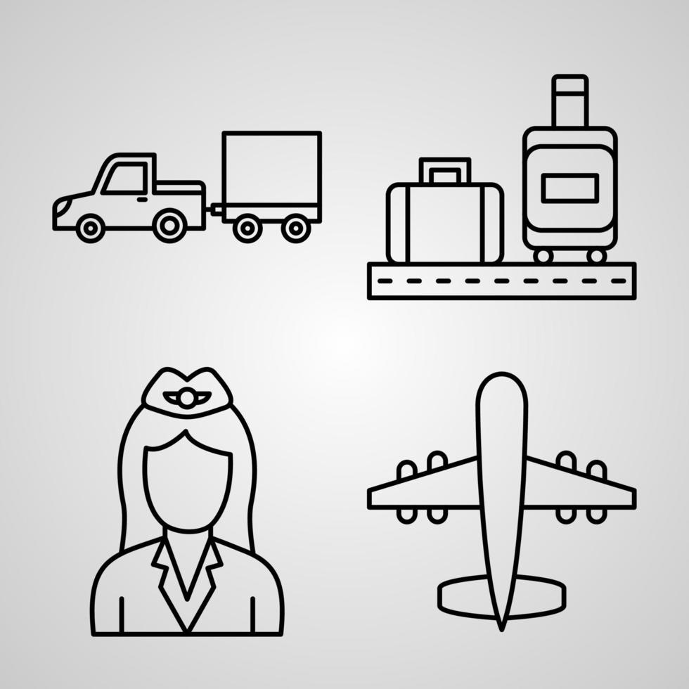 conjunto simple de iconos de línea de vector de aviación