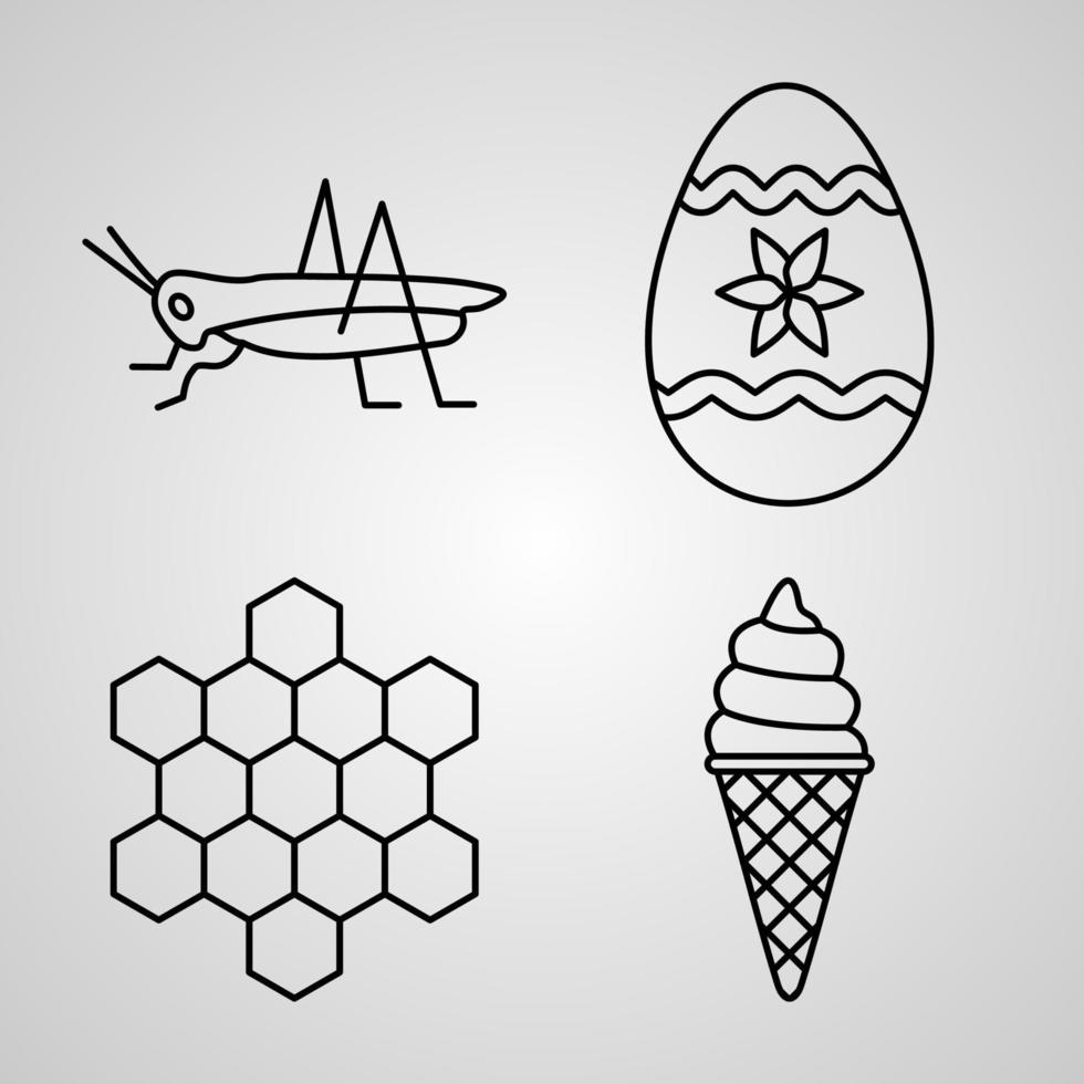 conjunto de iconos de diseño plano de línea fina de primavera vector